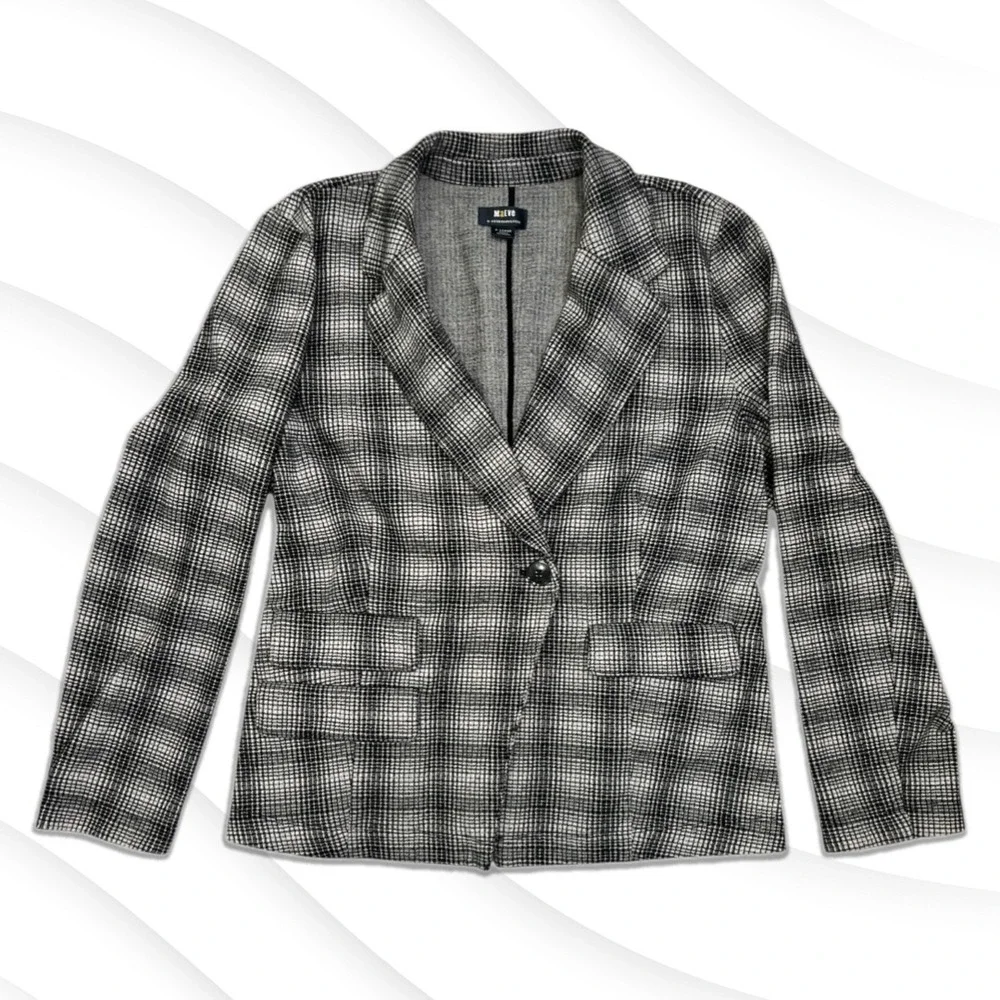 Maeve | Women's‎ Black White Motif Plaid Blazer Size XL Layering Workwear Staple